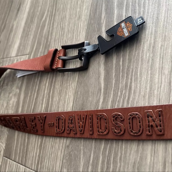✔️HARLEY DAVIDSON MENS LEATHER BELT WITH LOGO - Picture 10 of 11